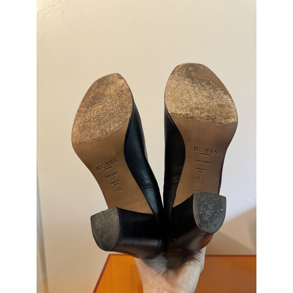 Hobbs London Milton Elastic Side Long Boot Knee-High Heeled Boot Black Leather - Picture 8 of 11